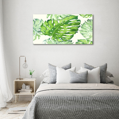 Tableau verre acrylique Feuilles tropicales monstera