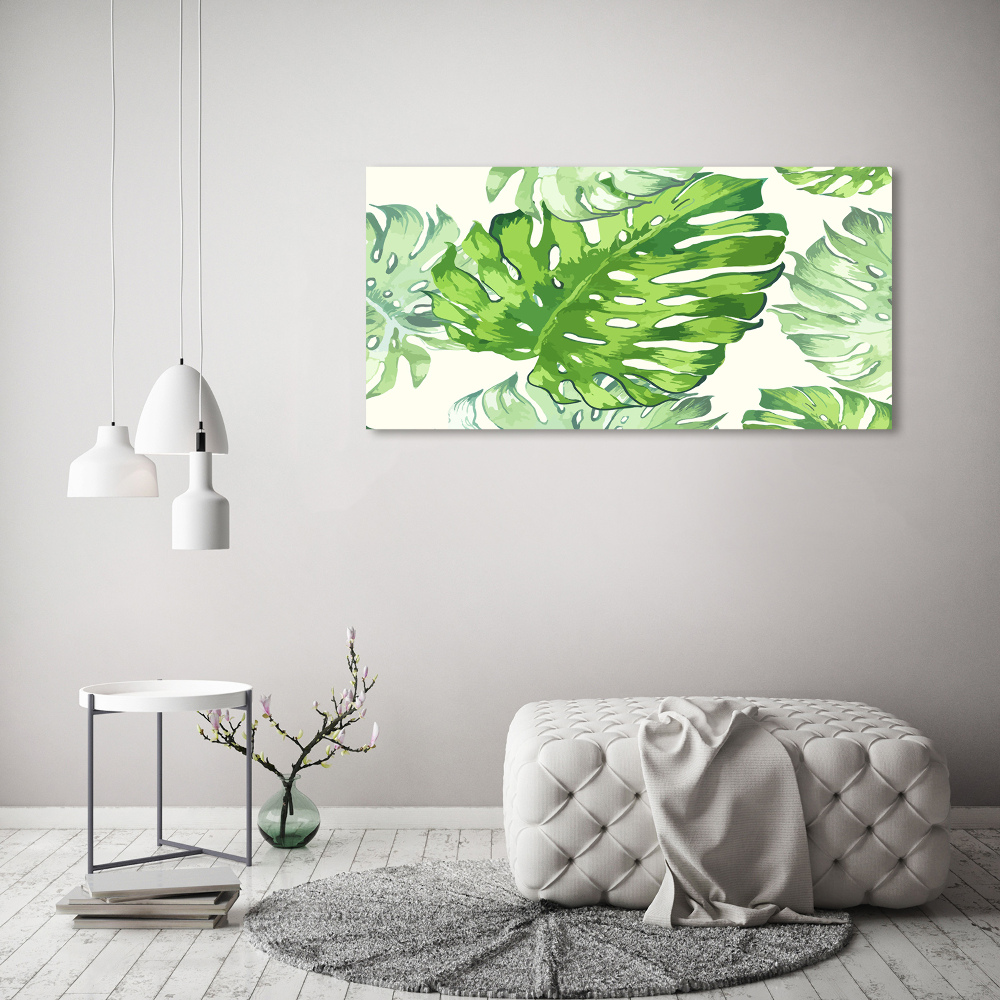 Tableau verre acrylique Feuilles tropicales monstera