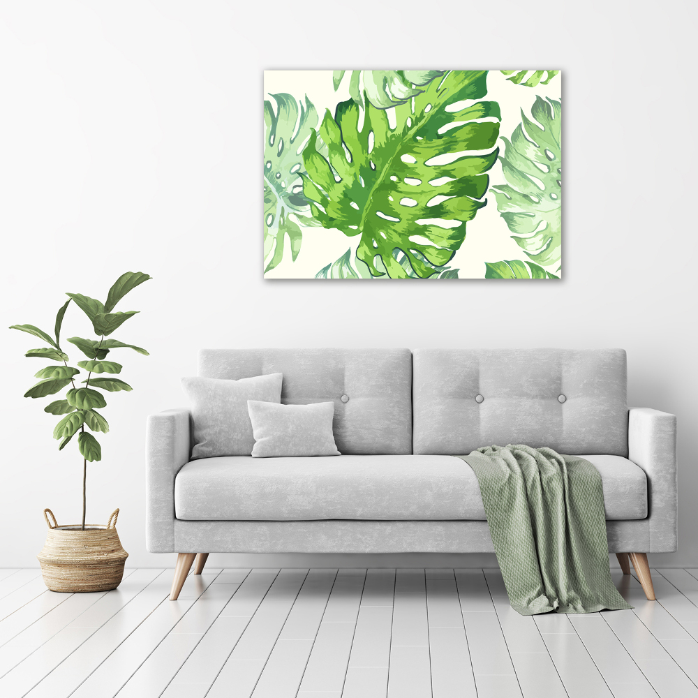 Tableau verre acrylique Feuilles tropicales monstera