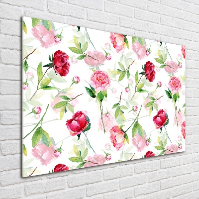 Tableau verre acrylique Pivoines roses