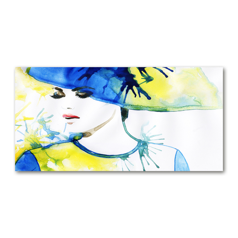 Acrylique tableau Femme au chapeau