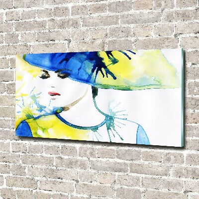 Acrylique tableau Femme au chapeau