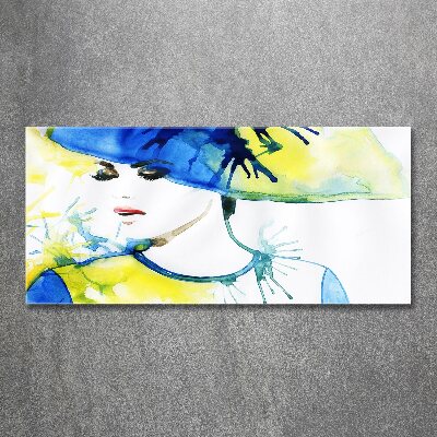 Acrylique tableau Femme au chapeau