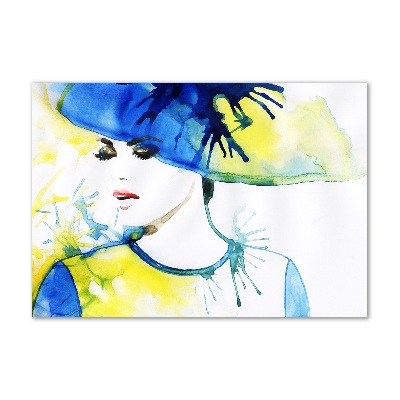 Acrylique tableau Femme au chapeau