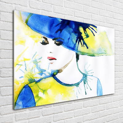 Acrylique tableau Femme au chapeau