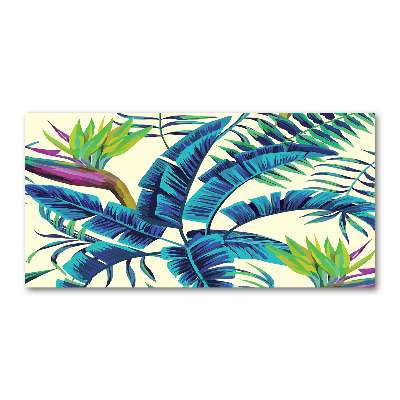 Tableau sur verre acrylique Feuilles tropicales colorées