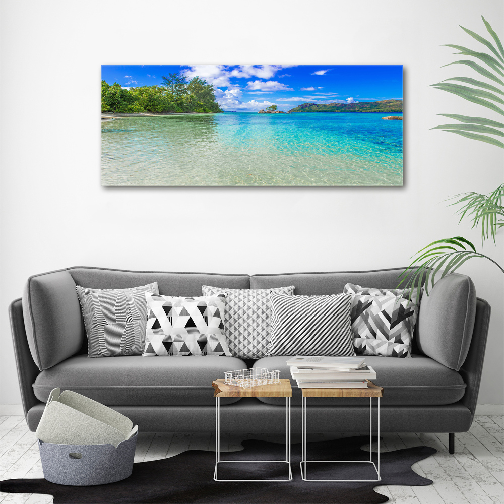 Tableau sur verre acrylique Plage aux Seychelles