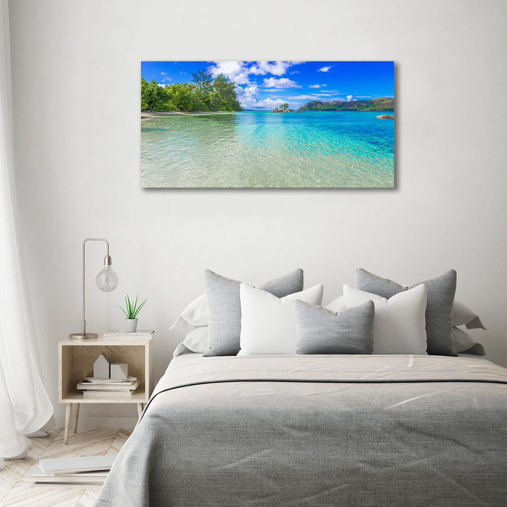 Tableau sur verre acrylique Plage aux Seychelles