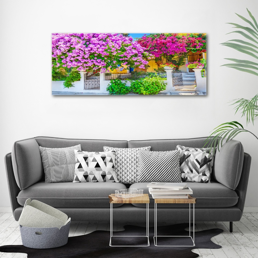 Tableau acrylique Maison avec bougainvilliers