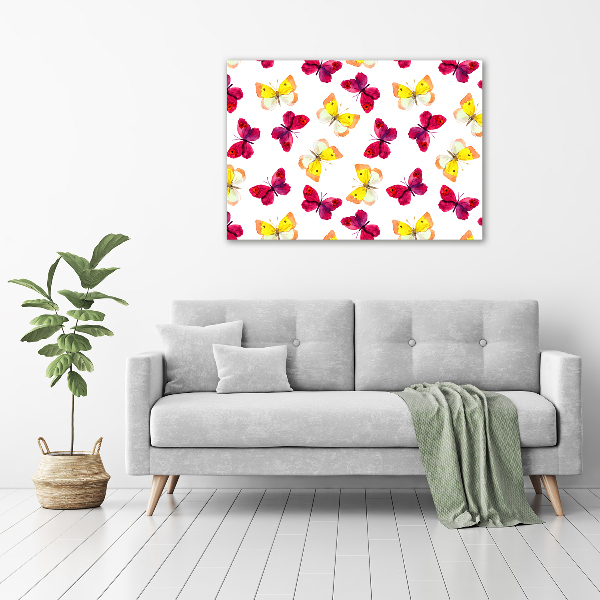 Tableau en acrylique Papillons et fleurs