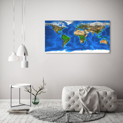 Tableau sur verre acrylique Carte du monde