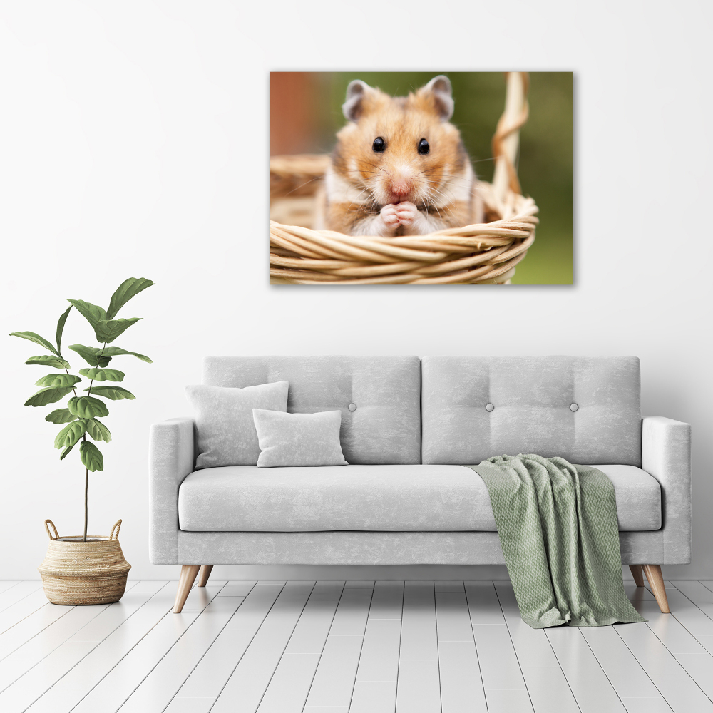 Tableau acrylique Hamster dans un panier