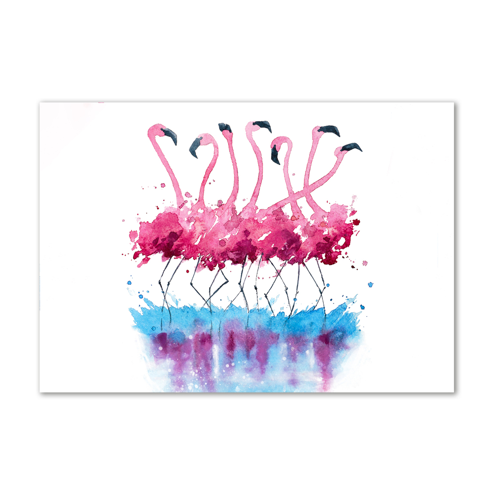 Tableau verre acrylique Flamants