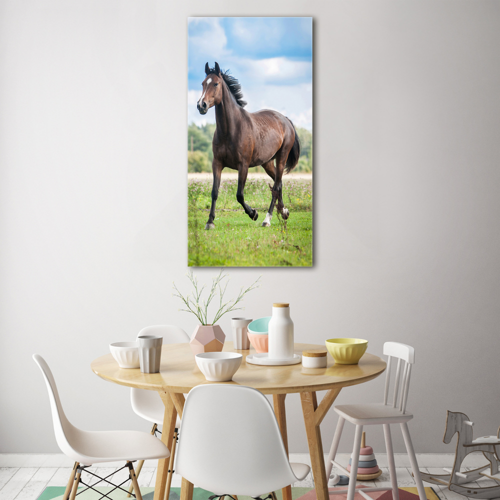 Tableau sur verre acrylique Cheval dans le champ