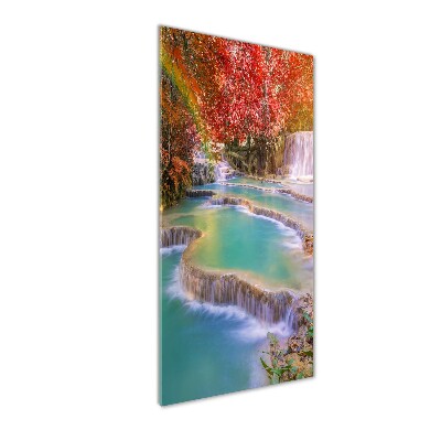 Tableau verre acrylique Chute d'eau en automne