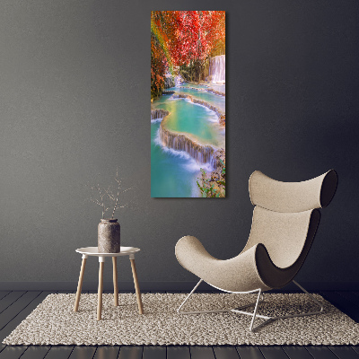 Tableau verre acrylique Chute d'eau en automne