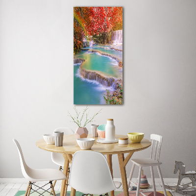 Tableau verre acrylique Chute d'eau en automne