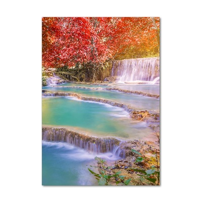 Tableau verre acrylique Chute d'eau en automne