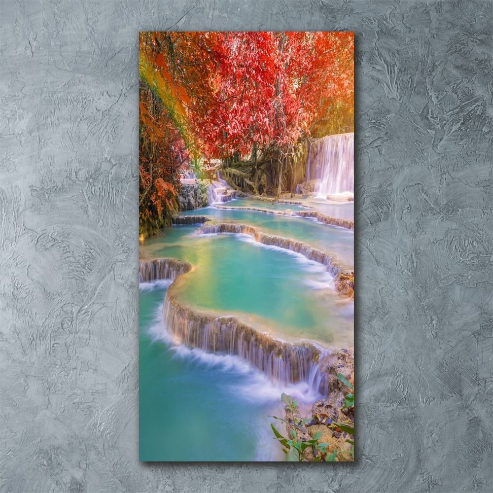 Tableau verre acrylique Chute d'eau en automne