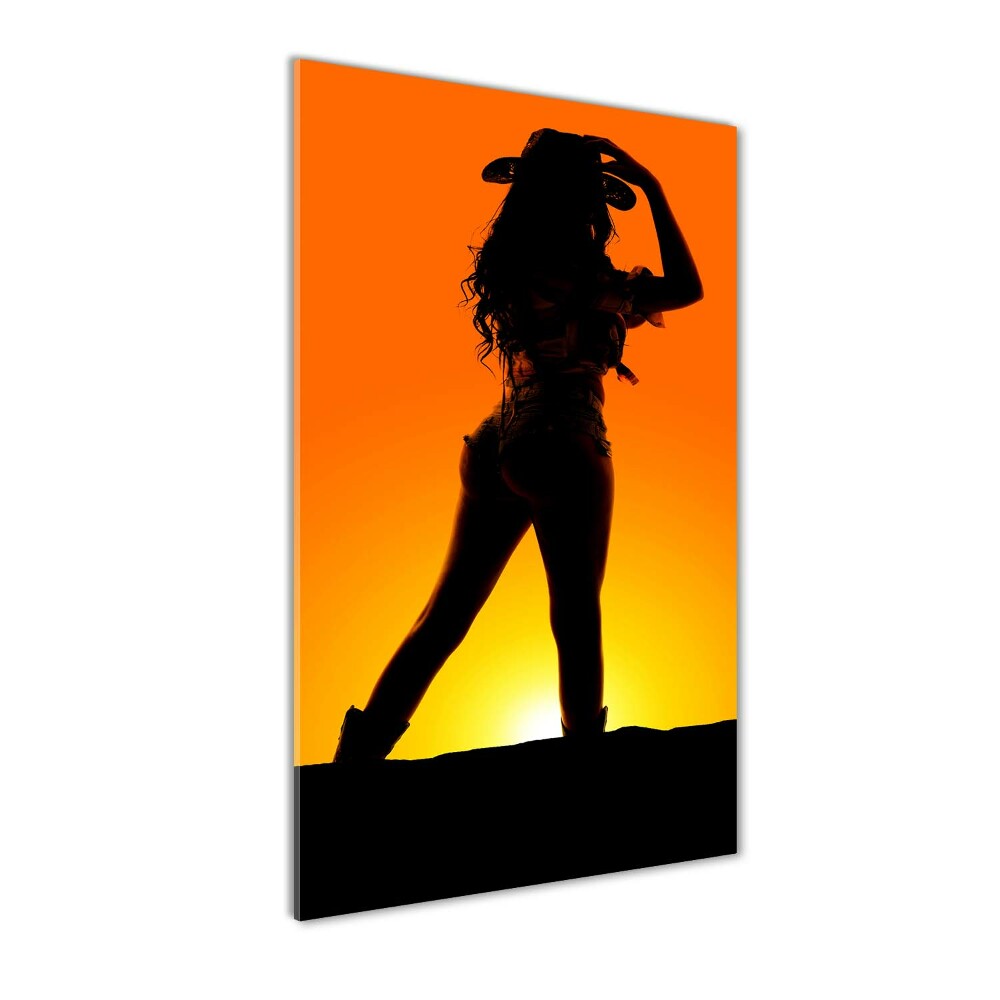 Tableau en acrylique Silhouette d'une cow-girl