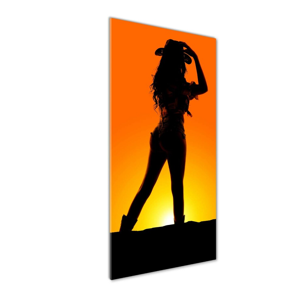 Tableau en acrylique Silhouette d'une cow-girl