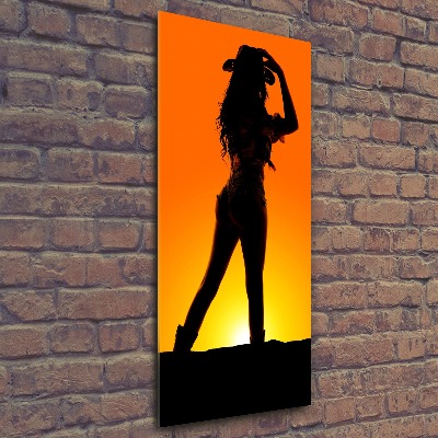 Tableau en acrylique Silhouette d'une cow-girl