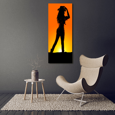 Tableau en acrylique Silhouette d'une cow-girl