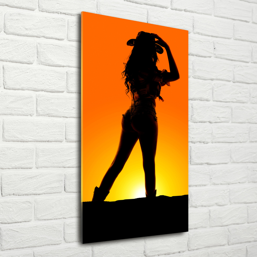 Tableau en acrylique Silhouette d'une cow-girl