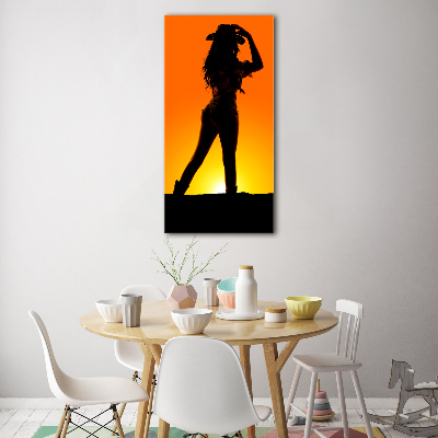 Tableau en acrylique Silhouette d'une cow-girl