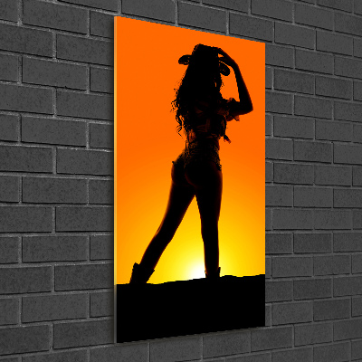 Tableau en acrylique Silhouette d'une cow-girl