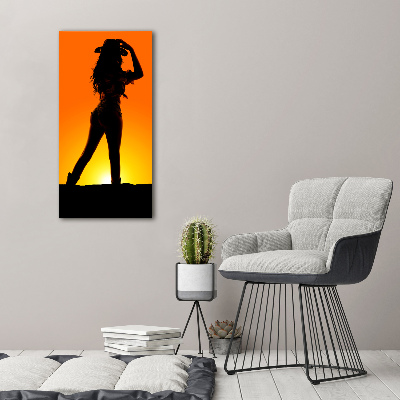 Tableau en acrylique Silhouette d'une cow-girl