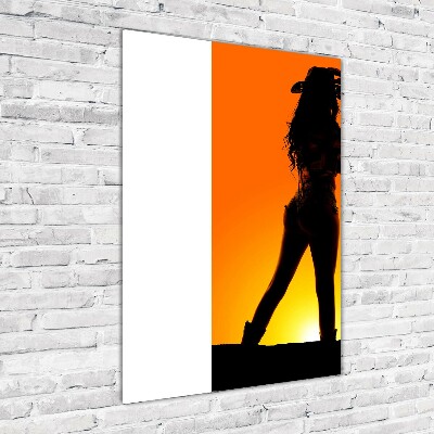 Tableau en acrylique Silhouette d'une cow-girl