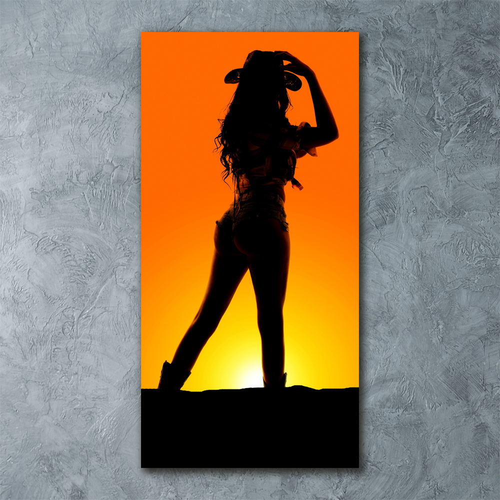 Tableau en acrylique Silhouette d'une cow-girl