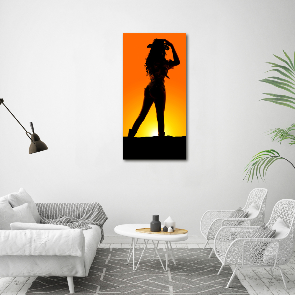 Tableau en acrylique Silhouette d'une cow-girl