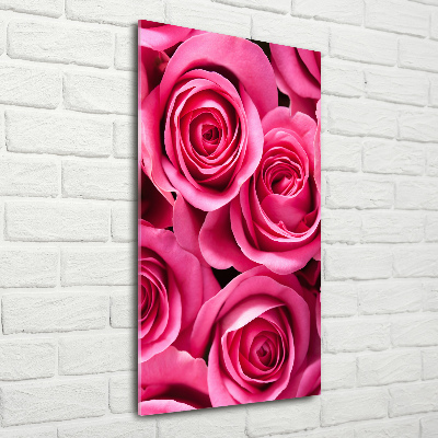 Tableau sur verre acrylique Roses roses