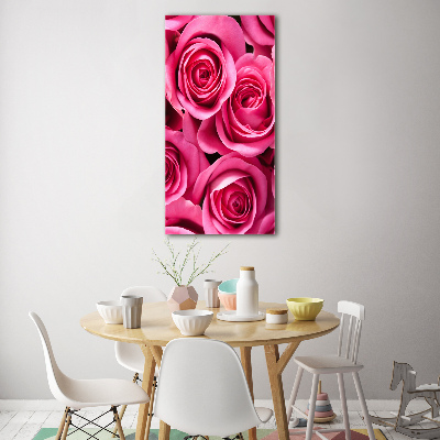 Tableau sur verre acrylique Roses roses