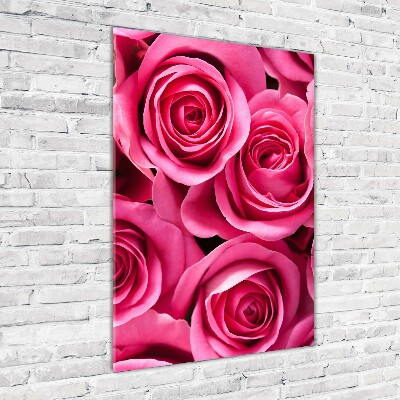 Tableau sur verre acrylique Roses roses