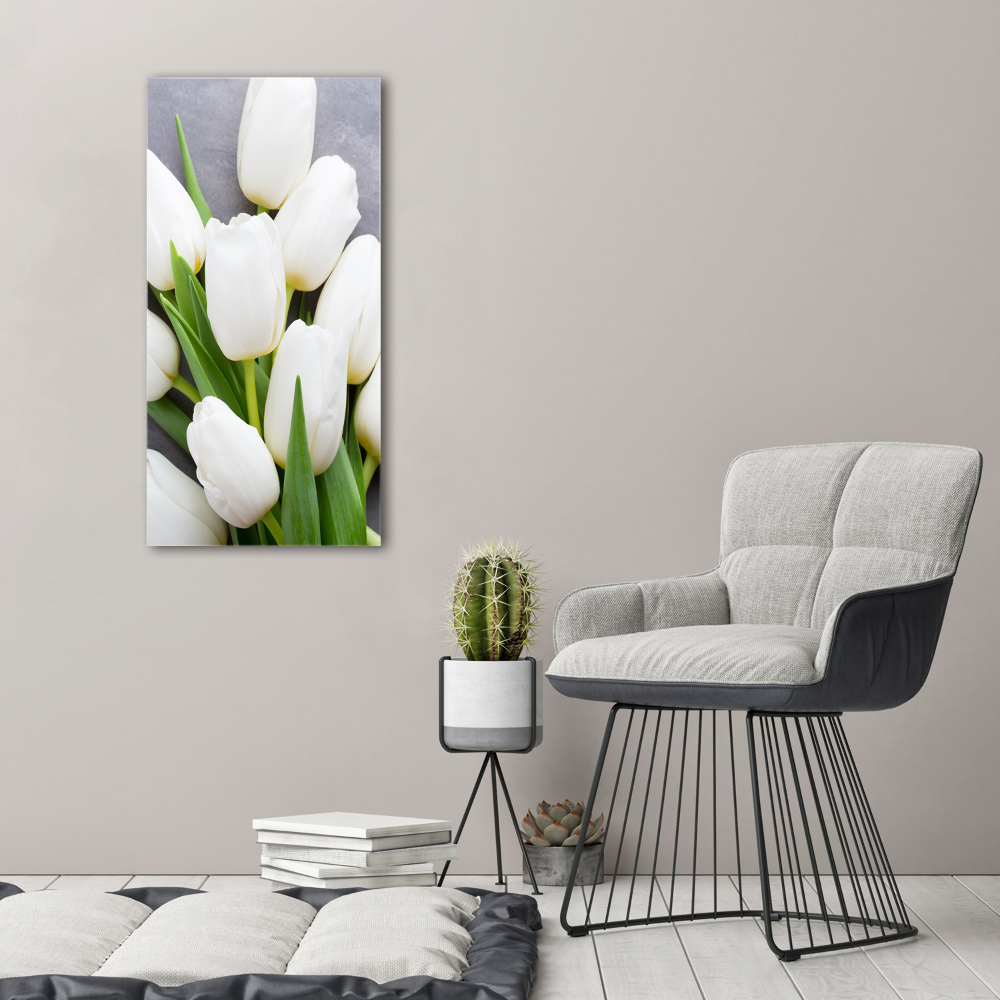 Tableau acrylique Tulipes blanches plantes