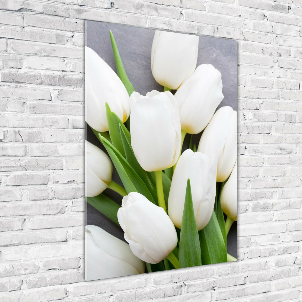 Tableau acrylique Tulipes blanches plantes