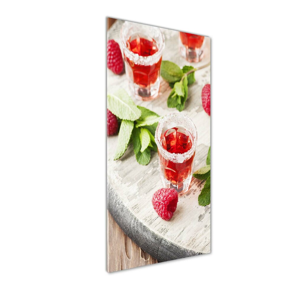 Tableau sur verre acrylique Framboises et boissons