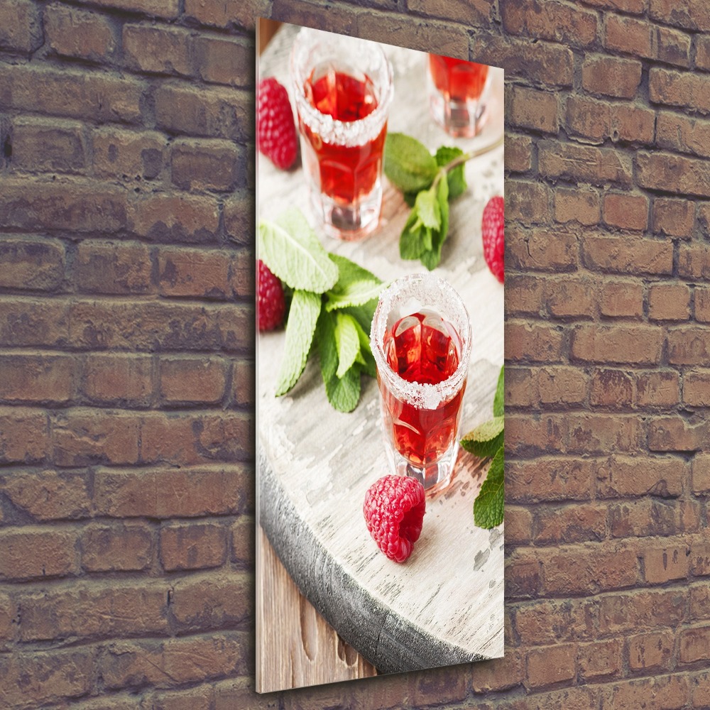 Tableau sur verre acrylique Framboises et boissons