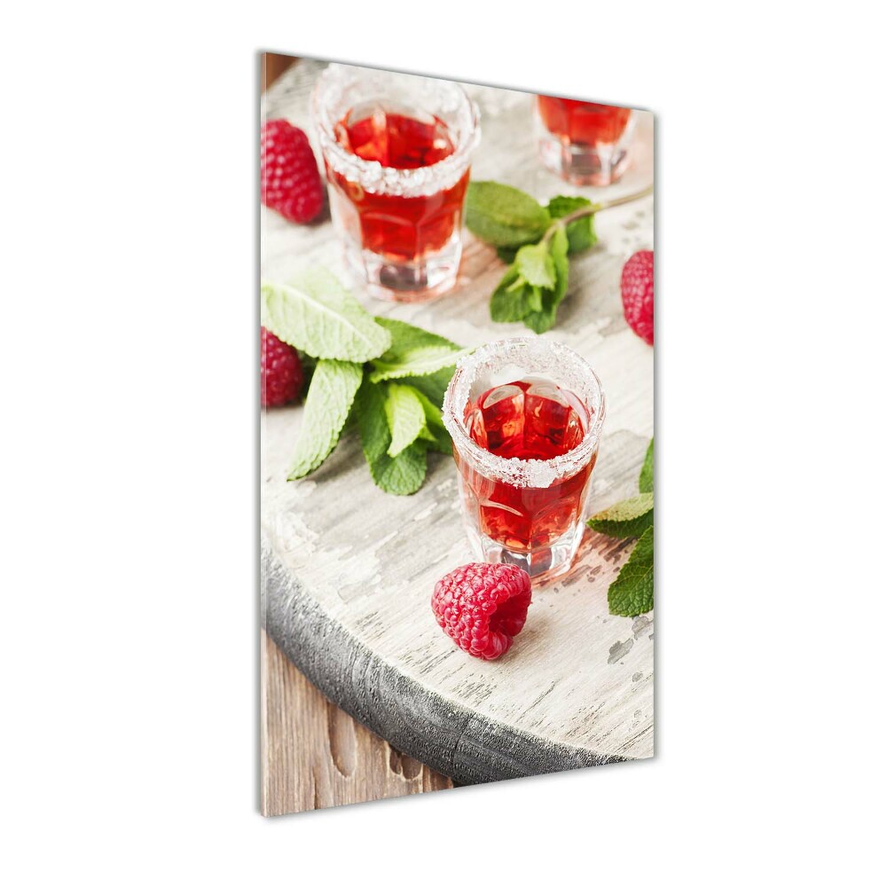 Tableau sur verre acrylique Framboises et boissons