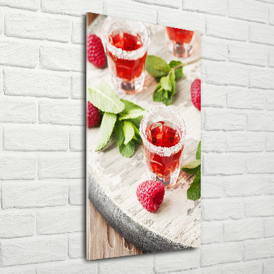 Tableau sur verre acrylique Framboises et boissons