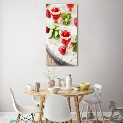 Tableau sur verre acrylique Framboises et boissons