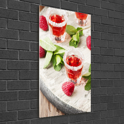 Tableau sur verre acrylique Framboises et boissons