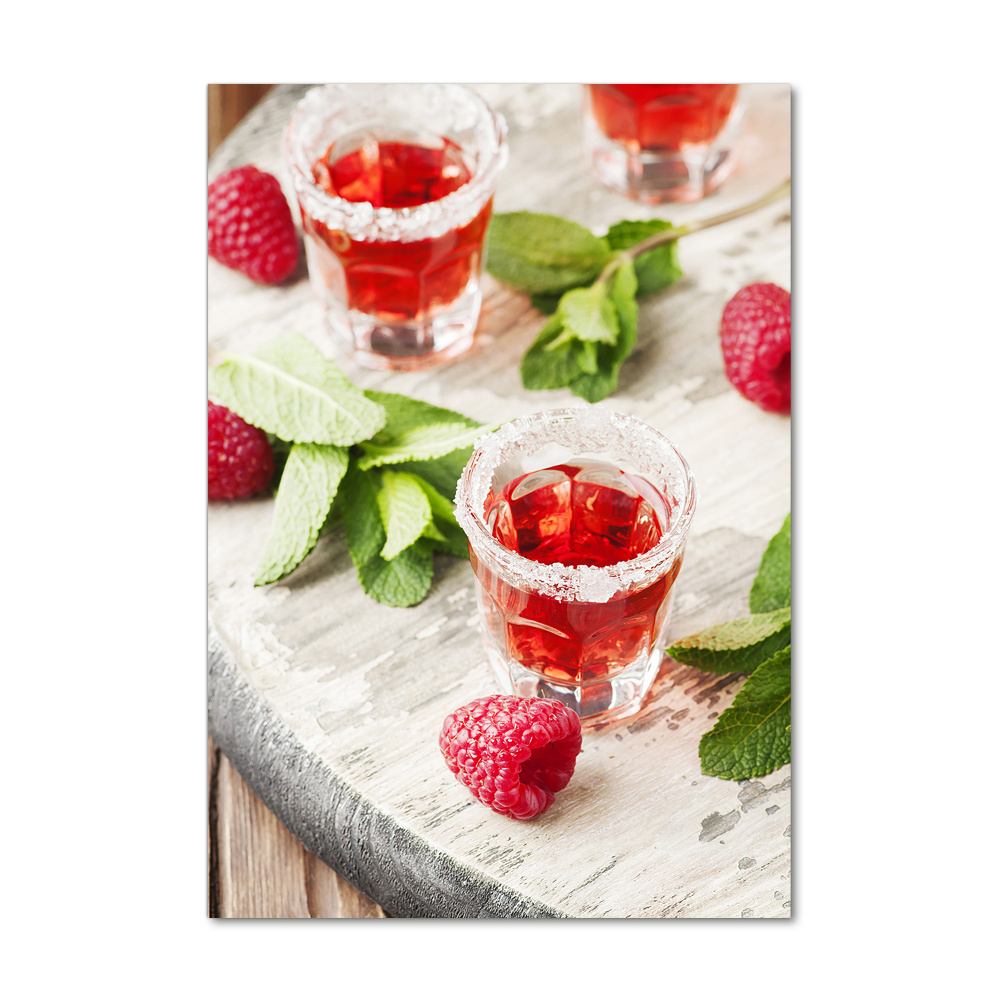 Tableau sur verre acrylique Framboises et boissons