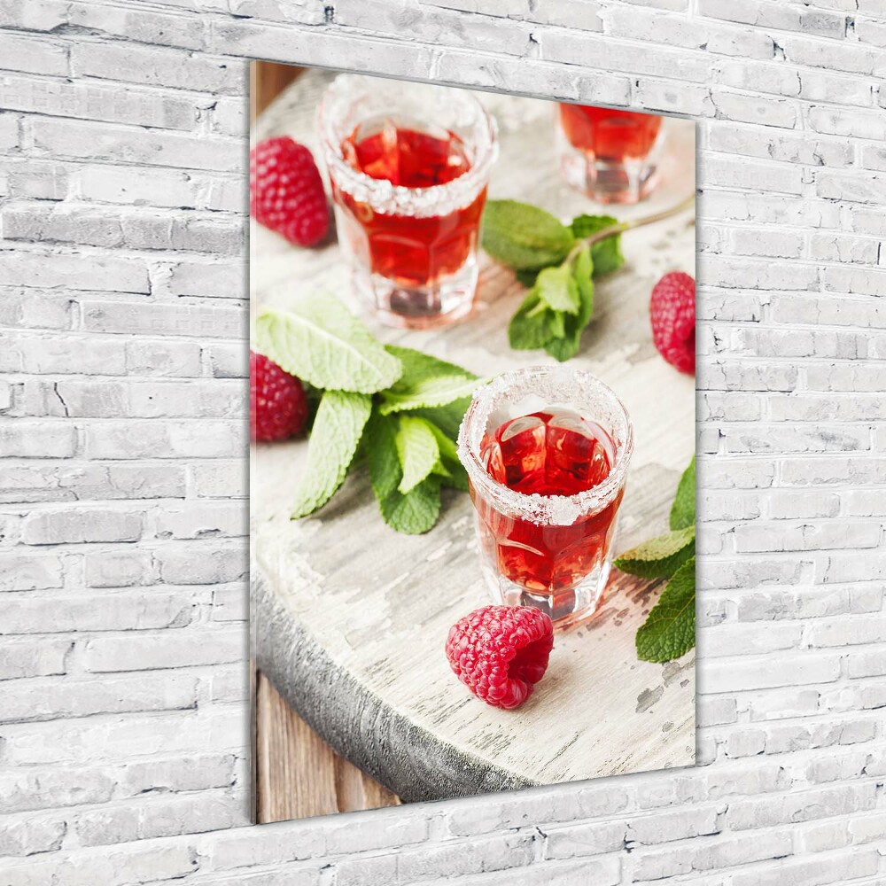 Tableau sur verre acrylique Framboises et boissons