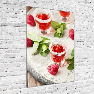 Tableau sur verre acrylique Framboises et boissons