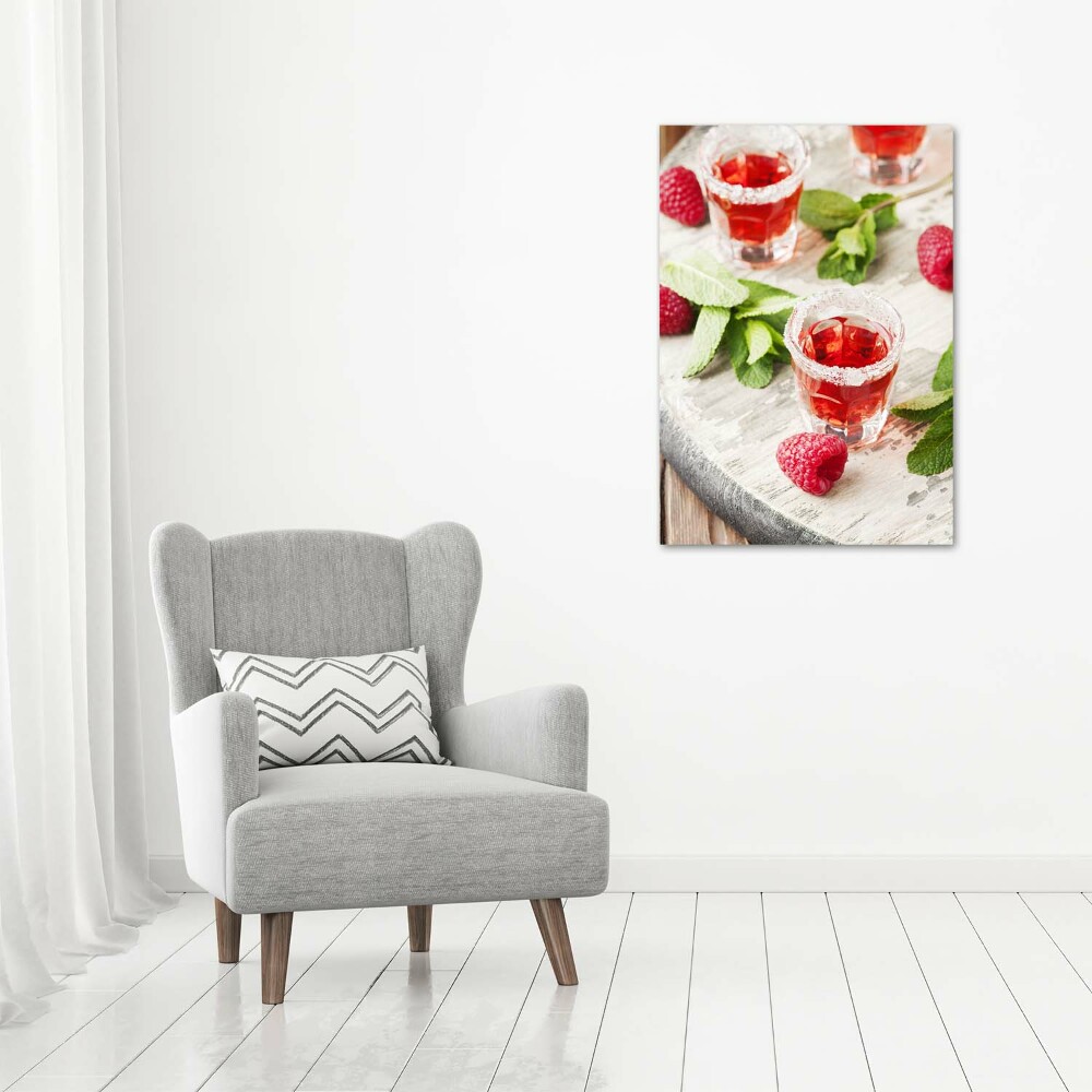 Tableau sur verre acrylique Framboises et boissons