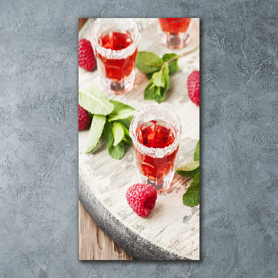 Tableau sur verre acrylique Framboises et boissons